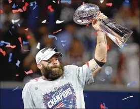  ?? CURTIS COMPTON / ATLANTA JOURNAL-CONSTITUTI­ON ?? Coming off a serious knee injury, there’s no doubt Julian Edelman worked extremely hard to make it back at age 32. But it’s also worth noting the Super Bowl MVP gave his rehab an illicit boost by taking a PED.