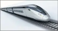  ??  ?? Computer-generated visuals of a high speed train. HS2