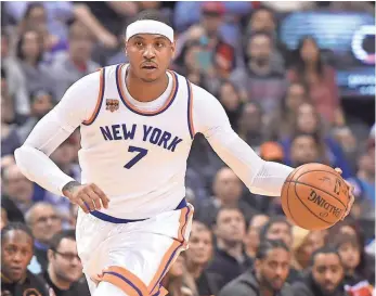  ?? DAN HAMILTON, USA TODAY SPORTS ?? The Knicks and Carmelo Anthony last made the postseason in 2013 and are 18-24 this season.