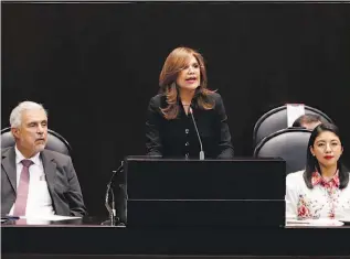  ?? LAURA LOVERA ?? Blanca Alcalá, legislador­a del PRI, durante su ponencia en la Cámara baja