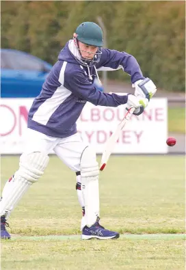  ??  ?? Left: Finlay Pinkster watches the ball come onto the bat after coming in at first drop for Bunyip-Catani on Saturday morning at Western Park.
WDCA photograph­s by MICHAEL ROBINSON.