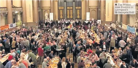  ??  ?? The Winter Ales Festival in Liverpool’s St George’s Hall