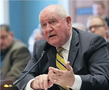  ?? SUSAN WALSH / THE ASSOCIATED PRESS ?? U. S. President Donald Trump’s agricultur­e secretary Sonny Perdue said Tuesday in Congress that he thinks a renegotiat­ed NAFTA can be signed by December.