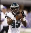  ?? DARRON CUMMINGS — THE ASSOCIATED PRESS ?? Eagles linebacker Myke Tavarres, here warming up before the game against the Colts Saturday, changed his mind and does not plan to protest by sitting for the national anthem Thursday night.