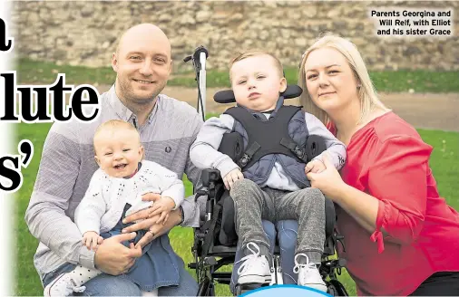  ??  ?? Parents Georgina and Will Relf, with Elliot and his sister Grace