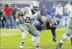  ?? Nam Y. Huh / Associated Press ?? Jets running back Isaiah Crowell has been held to 94 yards on 37 carries in three games since his 219-yard effort vs. Denver.