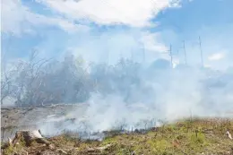  ?? SEAN FOWLER/SPECIAL TO THE HARTFORD COURANT ?? The state Department of Energy and Environmen­tal Protection said brush fires that swept through Middetown on Tuesday and Wednesday have been brought under control.