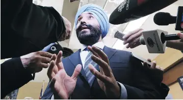  ?? DAN JANISSE / POSTMEDIA NEWS ?? Federal minister Navdeep Bains is on a mission to make the Canadian economy a more innovative one.