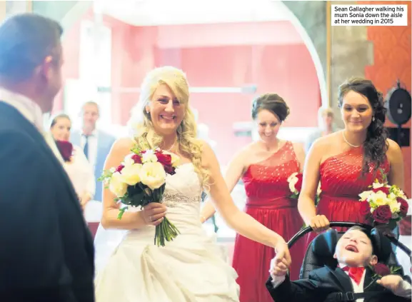  ??  ?? Sean Gallagher walking his mum Sonia down the aisle at her wedding in 2015