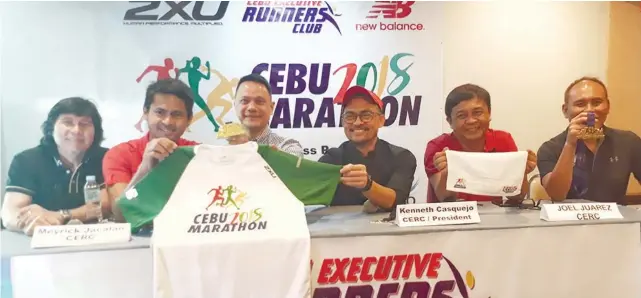  ?? SUNSTAR FOTO/ RICHIEL S. CHAVEZ ?? SURPRISES. Members of the CERC, which is taking the lead in organizing the Cebu Marathon for the first time in two years, say they have a lot of surprises for the runners this Sunday.