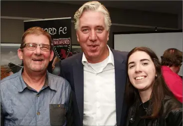  ??  ?? Shea and Aisling Hannon from Wellington­bridge with John Delaney at the launch.