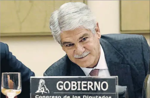  ?? JAVIER LIZÓN / EFE ?? El ministro de Asuntos Exteriores, Alfonso Dastis, en una reciente intervenci­ón en el Congreso