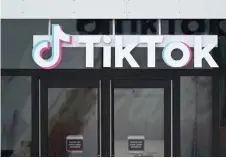  ?? ?? File photo shows the TikTok logo is displayed on signage outside TikTok social media app company offices in Culver City, California.