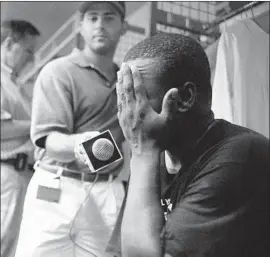  ?? Tim Johnson Associated Press ?? TONY GWYNN speaks to reporters in Houston on Aug. 11, 1994, the day before MLB players went on strike. The San Diego Padres star was hitting .394.