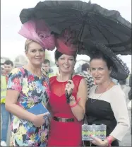  ??  ?? Sarah McAuliffe, Cork, Mary Woulfe, Athea and Maria Stack, Listowel enjoying Ladies’ Day.