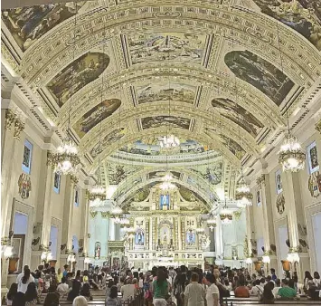  ??  ?? The altar of the newly-repainted St. Joseph Cathedral in Tagbilaran which was spared by the earthquake