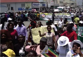  ?? SADC Anti-Sanctions Solidarity Day march ?? Scores of people from all walks of life and different ages turned up for the in Mutare on Tuesday- Pictures by Tinayi Nyadzayo