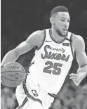  ?? BILL STREICHER/USA TODAY SPORTS ?? 76ers guard Ben Simmons (25) drives against the Memphis Grizzlies during a game at Wells Fargo Center.