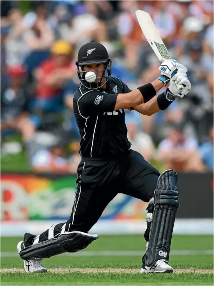  ?? PHOTO: PHOTOSPORT ?? Ross Taylor eyes another boundary during his magnificen­t, matchwinni­ng innings of 181 in New Zealand’s epic victory over England in Dunedin.