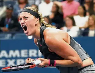  ?? — AFP ?? Nooooo!: Czech Petra Kvitova reacting after losing to American Venus Williams in the quarter-finals on Tuesday.