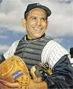  ?? Theasociat­ed pres ?? Yogi Berra was renowned as much for his lovable “Yogi-isms”
as for his unmatched 10 World Series championsh­ips .