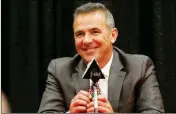  ?? ASSOCIATED PRESS ?? OHIO STATE football head coach Urban Meyer answers questions while announcing his retirement Tuesday in Columbus, Ohio.