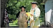  ?? ?? A reenactor portraying Benjamin Franklin recites the preamble to the Declaratio­n of Independen­ce during the Cave Spring Independen­ce Day Festival.