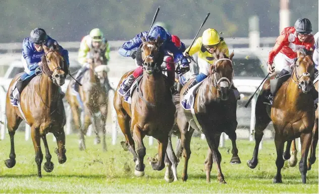  ??  ?? ↑ Bedouin’s Story (GB) ridden by Frankie Detorri wins last season’s 8F Longines Spirit Collection Trophy Handicap at the Meydan Dubai World Cup Carnival.