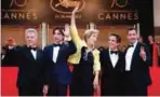 ??  ?? Actor Dustin Hoffman, left, director Noah Baumbach, actors Emma Thompson, Ben Stiller and Adam Sandler pose for photograph­ers upon arrival at the screening of the film The Meyerowitz Stories at the 70th internatio­nal film festival, Cannes, southern...