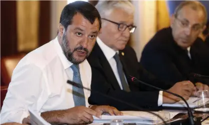  ?? Photograph: Riccardo Antimiani/EPA ?? Matteo Salvini, the Italian deputy prime minister and interior minister, at a meeting in Rome on Wednesday.