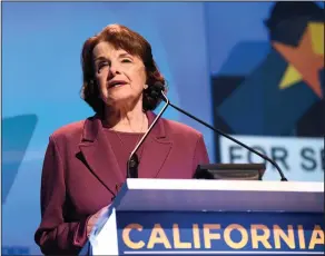  ?? Denis Poroy/AP ?? Speaking: Sen. Dianne Feinstein, D-Calif., speaks at the 2018 California Democrats State Convention Saturday in San Diego.