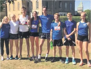  ??  ?? The Bath Pentathlon Club members that took part in the Southern Laser-run Championsh­ips