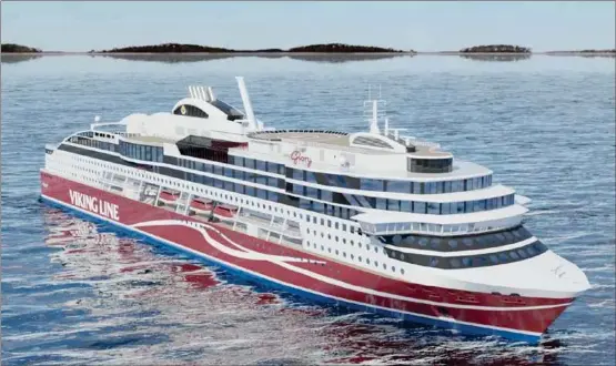  ?? VIKING LINE ?? NÄRMAR SIG. I mars 2021 påbörjas Viking Glorys kryssnings­färder mellan Åbo och Stockholm.