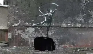  ?? ?? Banksy-Graffiti in der Ukraine