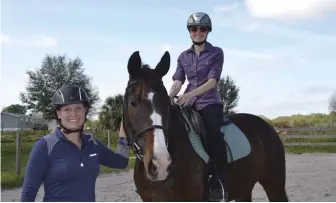  ??  ?? shanna (mounted) started riding Betsy while jill was pregnant. the arrangemen­t worked so well they have continued to share the ride.