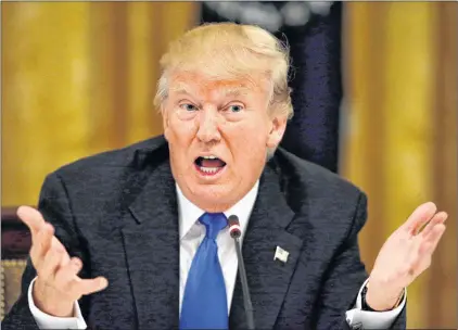  ?? ALEX BRANDON/THE ASSOCIATED PRESS ?? U.S. President Donald Trump gestures during a “Made in America” roundtable event in the East Room of the White House in Washington, July 19.