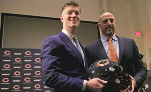  ?? JONATHAN DANIEL/ GETTY IMAGES ?? One of the main reasons Bears general manager Ryan Pace ( left) hired coach Matt Nagy was that he simply liked him as a person.