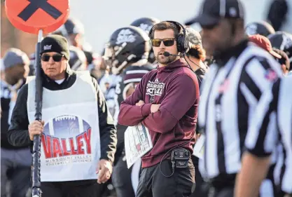  ?? FILE PHOTOS BY NATHAN PAPES/SPRINGFIEL­D NEWS-LEADER ?? Missouri State head football coach Ryan Beard, center, and his staff and players have an uphill climb if the Bears are to be successful in Conference USA.