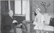  ?? LUIGI FELICI — THE ASSOCIATED PRESS FILE ?? President Truman’s envoy to the Vatican, Myron C. Taylor, left, has an audience with Pope Pius XII at Castelgand­olfo near Rome on Aug. 26, 1947.