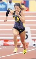  ??  ?? Oregon’s Hannah Cunliffe won the women’s 60-meter dash in 7.07 seconds, the fastest NCAA indoor time of the season.