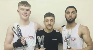  ?? ?? KINGS OF THE RING: Halifax Boxing Club’s Dylan Daly, top, and Hebden Bridge Boxing Club’s Kai Fenton, Logan Briggs and Kabheer Ahmed, right, have all chalked-up impressive victories in the last week.