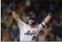  ?? ADAM HUNGER — THE ASSOCIATED PRESS ?? Mets’ Pete Alonso reacts after hitting his 53rd home run of the season against the Braves last weekend.