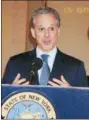  ?? PHOTO BY WILLIAM J. KEMBLE ?? New York state Attorney General Eric Schneiderm­an speaks June 22, 2017, at City Hall in Kingston, N.Y.