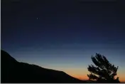  ?? BILL INGALLS — NASA ?? In this Sunday photo made available by NASA, Saturn, top, and Jupiter, below, are seen after sunset from Shenandoah National Park in Luray, Va.