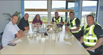  ?? 01_B35police0­1 ?? At the Outdoor Centre from left: Darryl Urquhart-Dixon, Ian Staples, Councillor Ellen McMaster, Sgt Dougie Robertson, Chief Sup Faroque Hussain and Chief Insp Brian Shaw