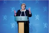  ?? STIAN LYSBERG SOLUM / NTB ?? Statsminis­ter Erna Solberg (H) leder verdens mest demokratis­ke land, ifølge en rangering foretatt av The Economist Intelligen­ce Unit.