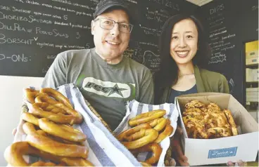  ?? Ed Kaiser ?? Maria Chau and Darren Zwicker, owners of Zwick’s Pretzels