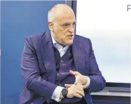  ?? Chema Moya / Efe ?? Javier Tebas, ayer durante un acto de LaLiga en Madrid.