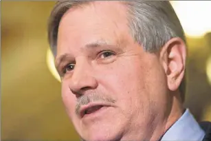  ?? AP PHOTO ?? Sen. John Hoeven, R-N.D., sponsor of the Keystone XL pipeline bill, speaks about Keystone XL, Jan. 29 on Capitol Hill in Washington. Hoeven says he’s hearing that President Barack Obama is about to reject the Keystone XL pipeline, after years of delay...