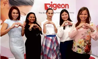  ??  ?? BABY care brand Pigeon recently held a breastfeed­ing event to educate moms about its challenges and how to deal with them, but also to celebrate the joy and triumph of motherhood. From left: host Issa Litton, Certified Lactation Counselor and La Leche...